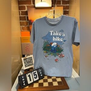Tee Luv Men's The Smurfs Take A Hike Handy Cartoon Character